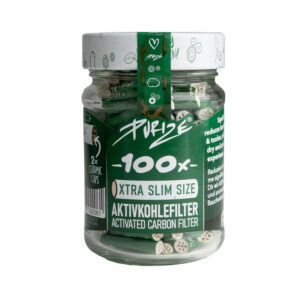 100 PURIZE XTRA Slim Size im Glas Aktivkohlefilter Grün