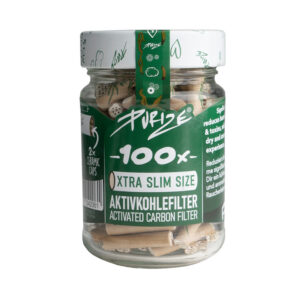 100 PURIZE XTRA Slim Size im Glas Aktivkohlefilter Organic