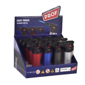 PROF Easy Torch Rubber Metall Jetflame Sturmfeuerzeug (12x)