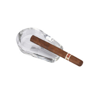 Silver Match Cigar Glass Ashtray White
