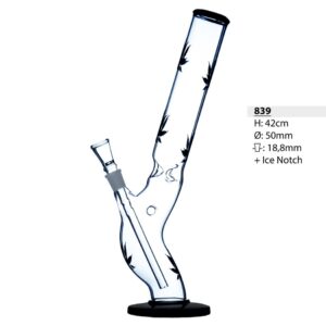 Bullet Glasbong Schwarzes Blätter-Design