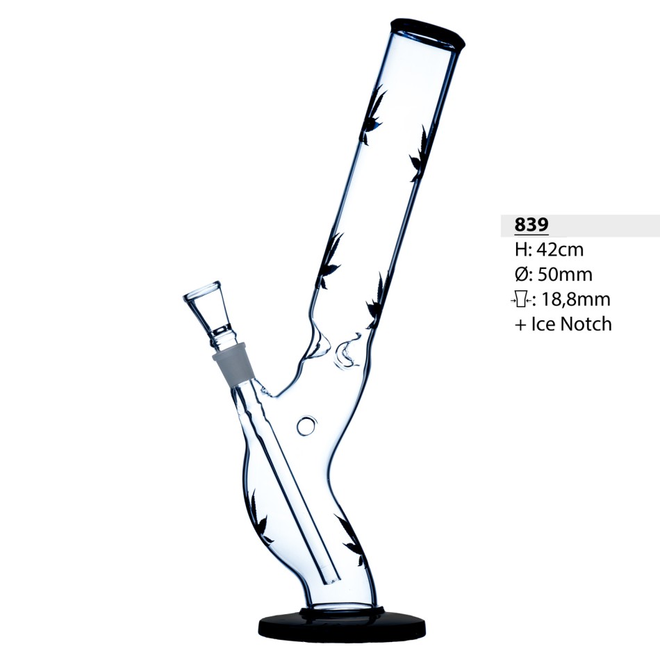 Bullet Glasbong Schwarzes Blätter-Design
