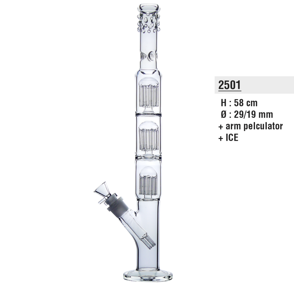 Glasbong mit 3×10-Arm-Perkolator und Ice