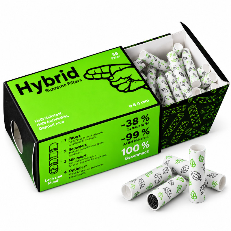 Hybrid Supreme Aktivkohlefilter – 6,4 mm | 55 Stück