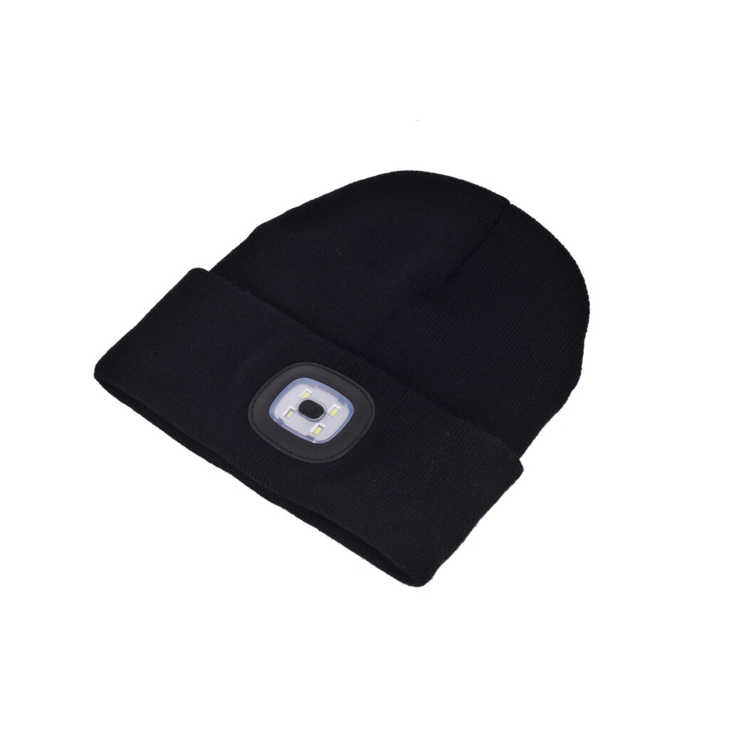 Tekmee LED-Mütze Schwarz mit USB-Ladefunktion